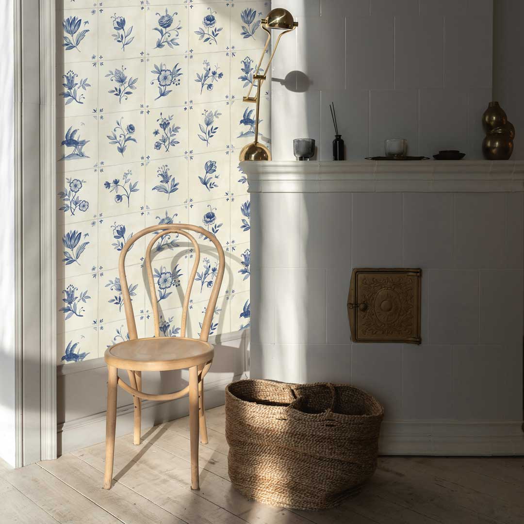 Azulejo Tile Blue Peel and Stick Wallpaper, 28 sq. ft.