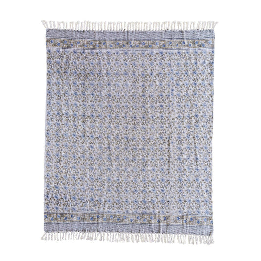 Handloom Cotton Throw - Multicolor Block Print
