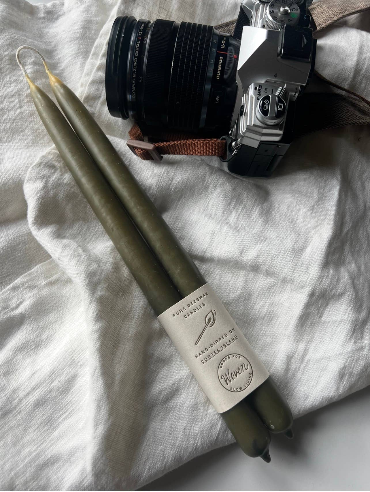 Beeswax tapers Indigo dyed