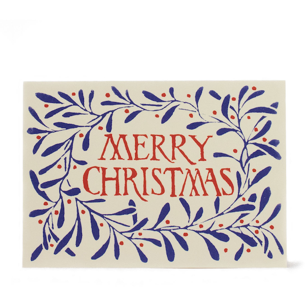 Card Merry Christmas Wreath Blue