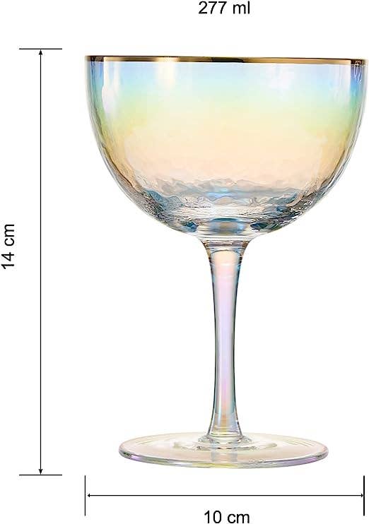 Lustered Iridescent Hammered Coupe Glasse