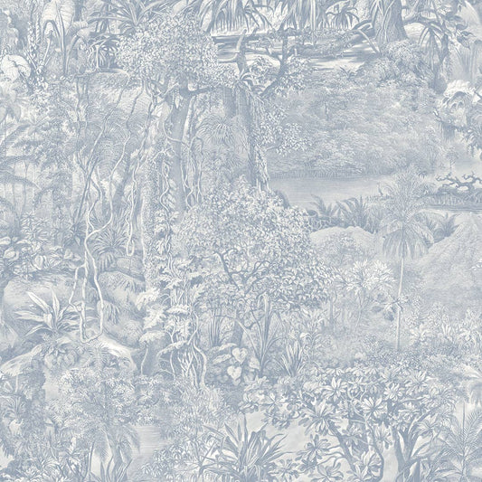 Jungle Toile Blue Peel and Stick Wallpaper, 28 sq. ft.