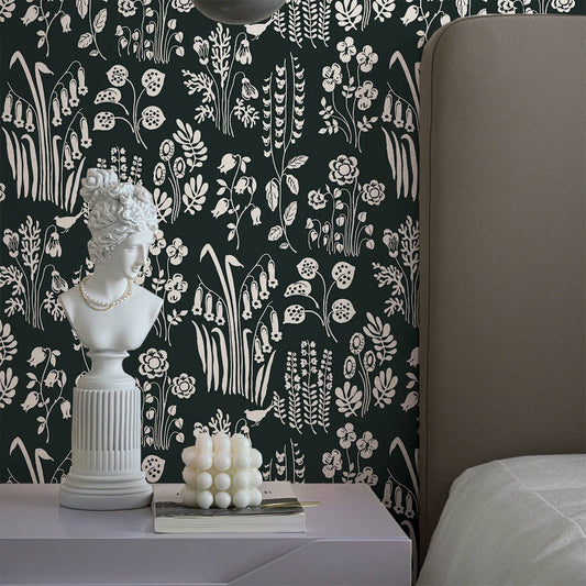 Tallulah Belle Black Peel and Stick Wallpaper, 28 sq. ft.