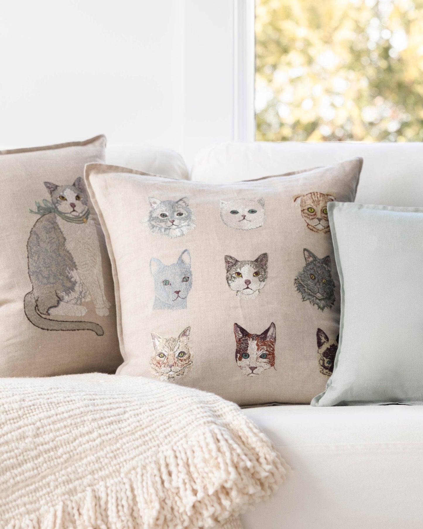 Fancy Cat Pillow - Embroidered