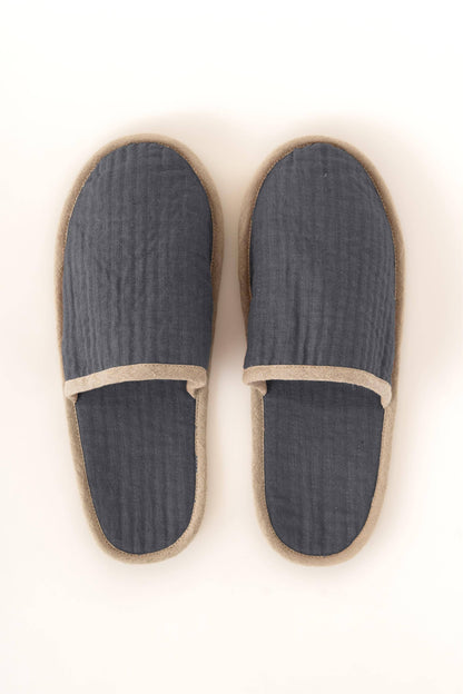 Natural Piping Linen Slippers – Relaxed Comfort