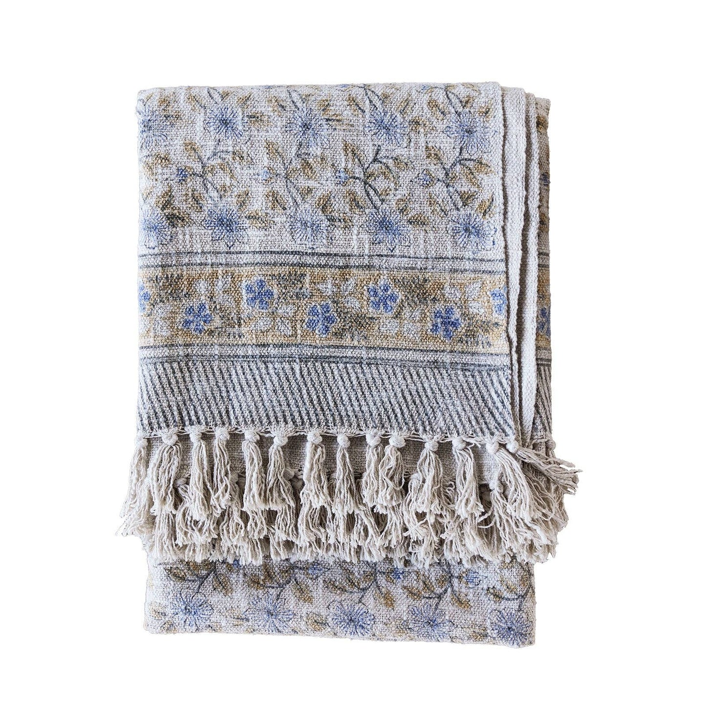 Handloom Cotton Throw - Multicolor Block Print