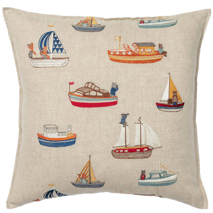 Boats Pattern Pillow - Embroidered