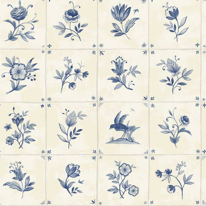 Azulejo Tile Blue Peel and Stick Wallpaper, 28 sq. ft.