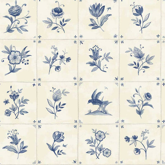 Azulejo Tile Blue Peel and Stick Wallpaper, 28 sq. ft.