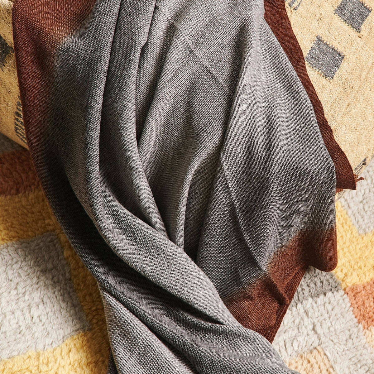 Simply Taupe Brown Ombre Handwoven Modern Merino Throw
