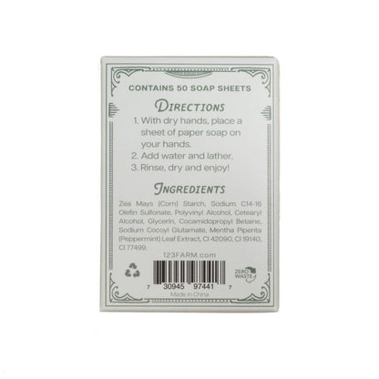Paper Soap – Sweet Peppermint Scent, Travel Size, 50 Sheets
