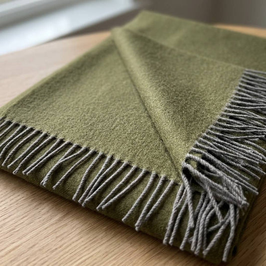 100% Baby Alpaca Throw - Olive