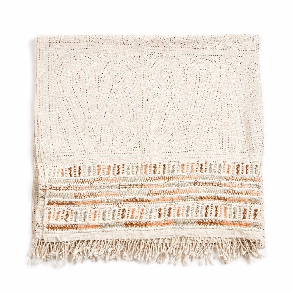 Unah Coral Organic Cotton Hand Embroidered Handloom Throw