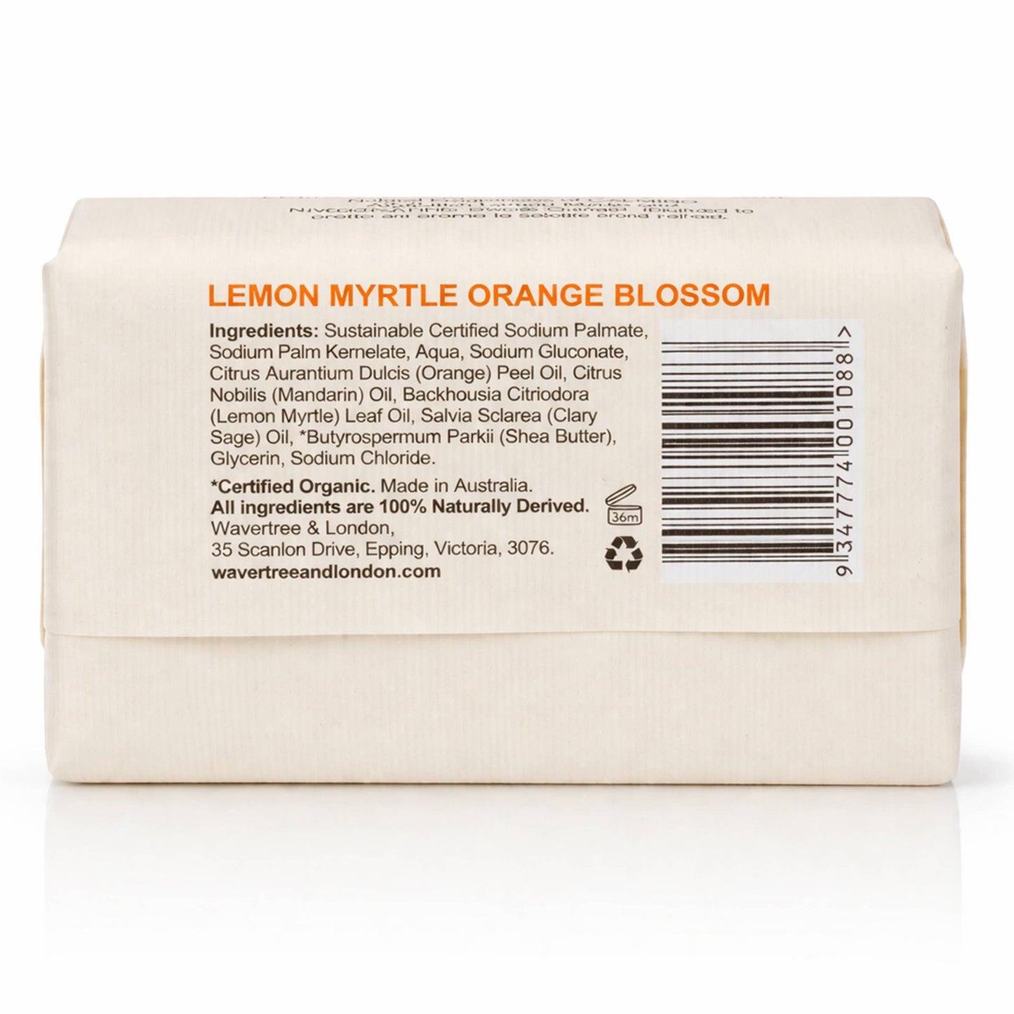 Wavertree Naturals Soap bar -  Lemongrass/Orange Blossom