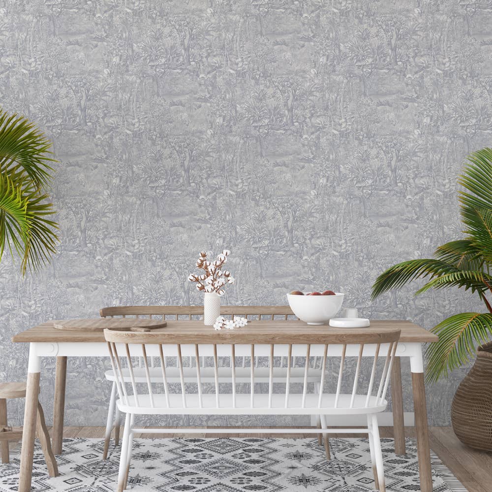 Jungle Toile Blue Peel and Stick Wallpaper, 28 sq. ft.