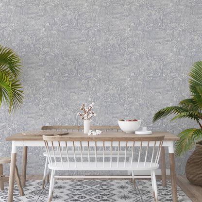 Jungle Toile Blue Peel and Stick Wallpaper, 28 sq. ft.