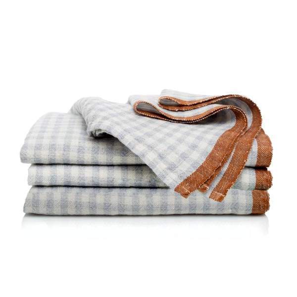 Two-Tone Gingham Blue/Cognac Napkins 20x20 - Set of 4