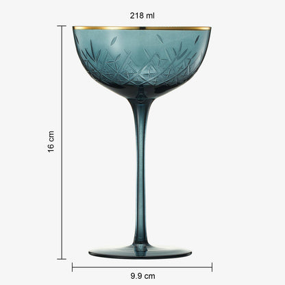 Colored Coupe Art Deco Glasses | Set of 6 | 7.3 oz Classic