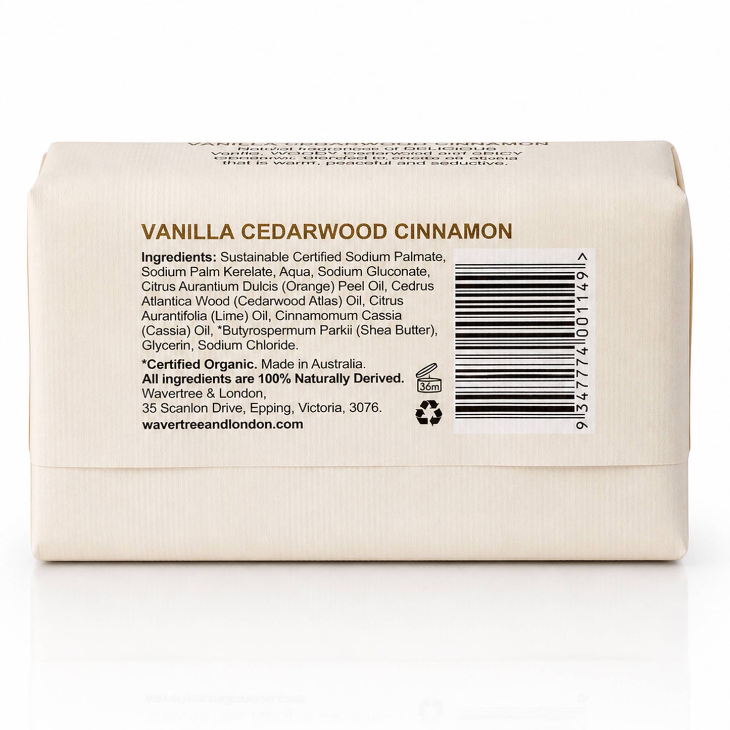 Wavertree & London Naturals Soap bar -  Vanilla Cedarwood