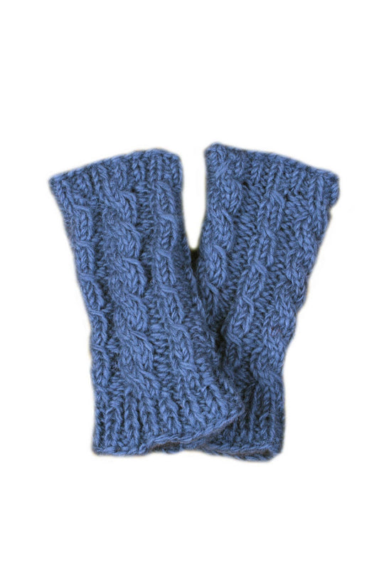 Chamonix - Cable Knit Fleece Lined Wool Fingerless Gloves