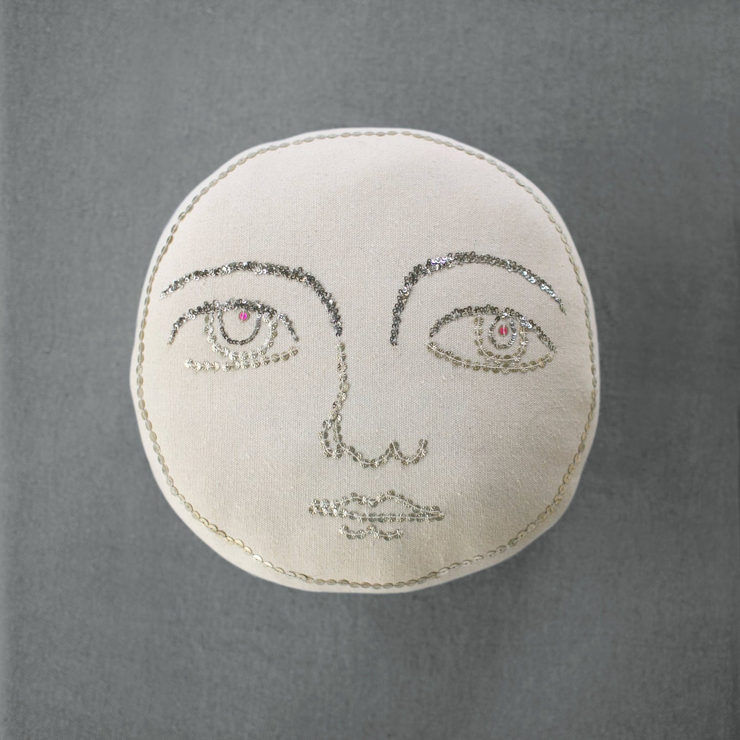 Full Moon Face Pillow- Handmade, Cotton-filled Cushion