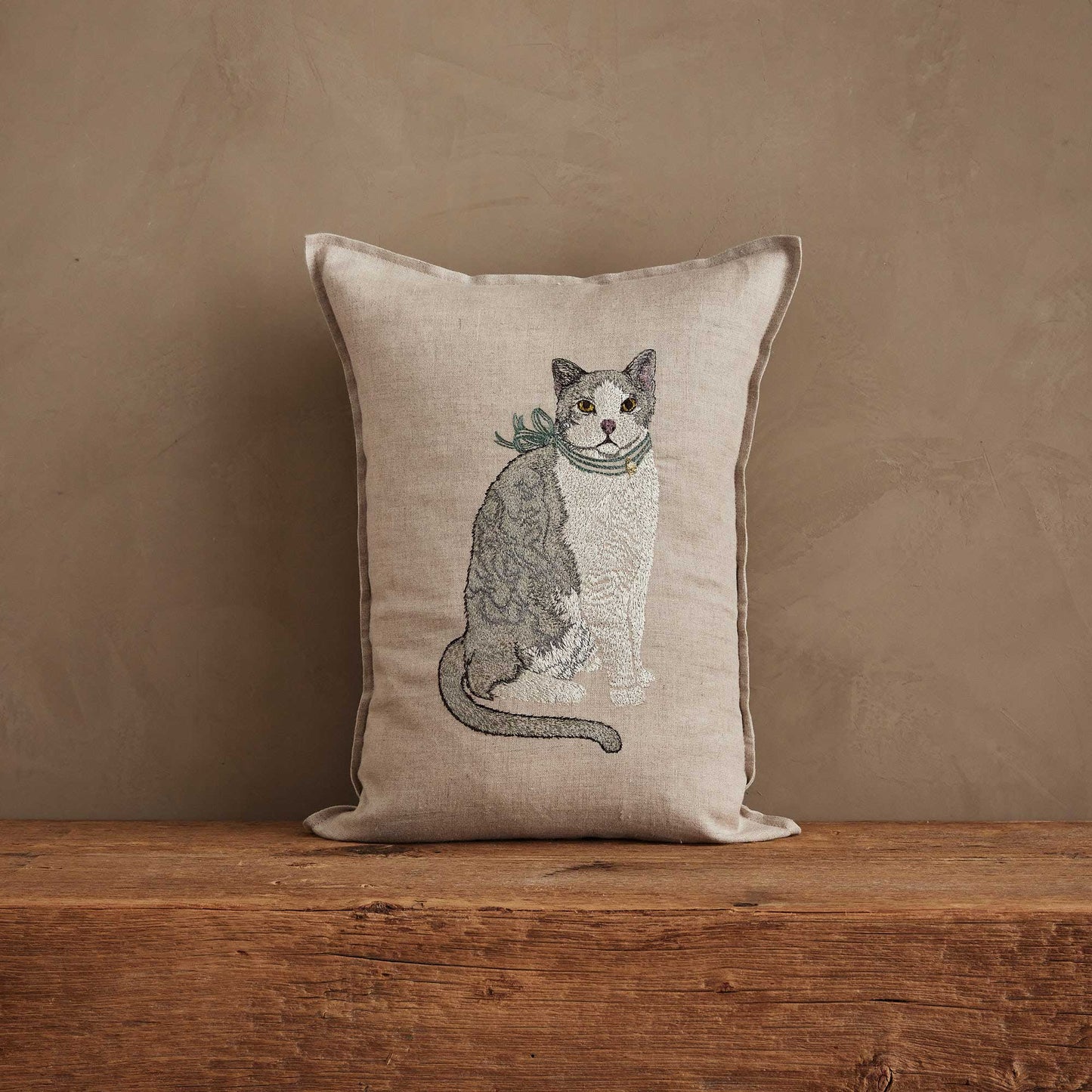 Fancy Cat Pillow - Embroidered