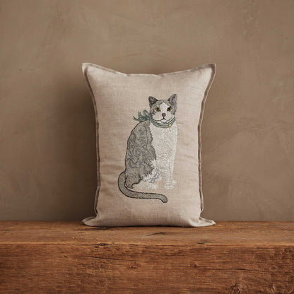 Fancy Cat Pillow - Embroidered