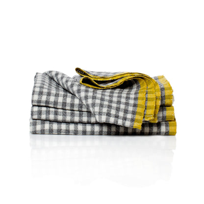 Two-Tone Gingham Grey/Dijon Napkins 20x20 - Set of 4