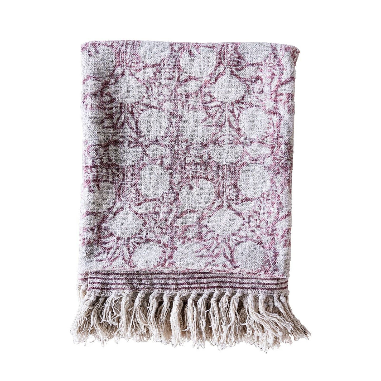 Handloom Cotton Throw - Blush Floral