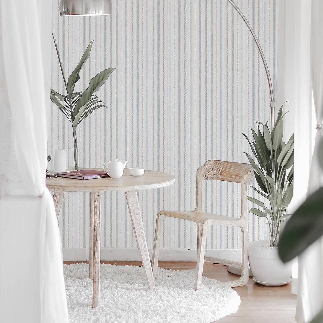 Nautical Stripe Aqua Peel and Stick Wallpaper, 28 sq ft