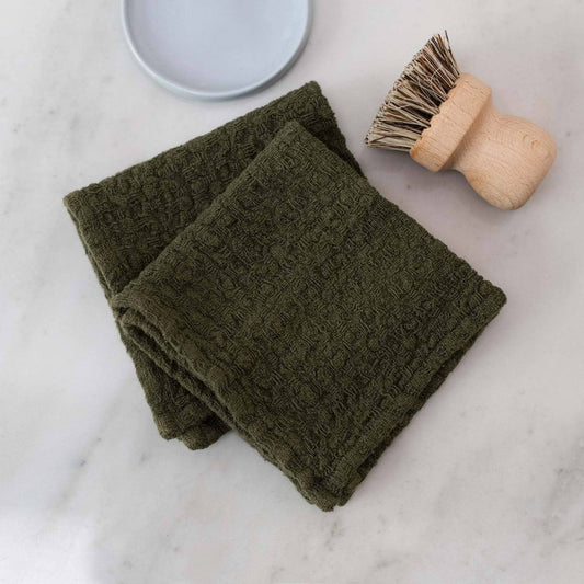 Martini Olive Linen Dishcloth - Set of 2