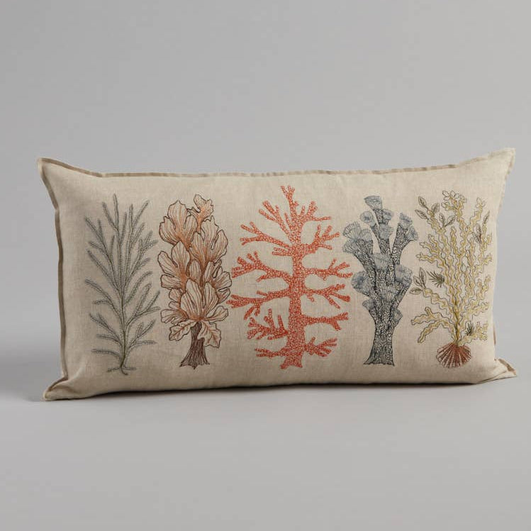 Coral Studies Pillow - Embroidered