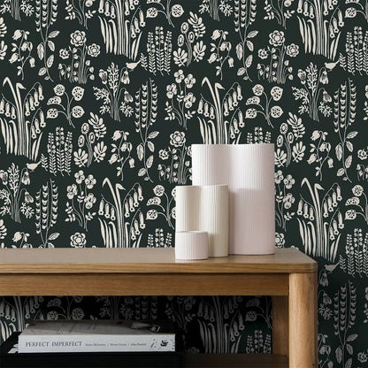 Tallulah Belle Black Peel and Stick Wallpaper, 28 sq. ft.