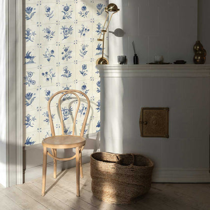 Azulejo Tile Blue Peel and Stick Wallpaper, 28 sq. ft.