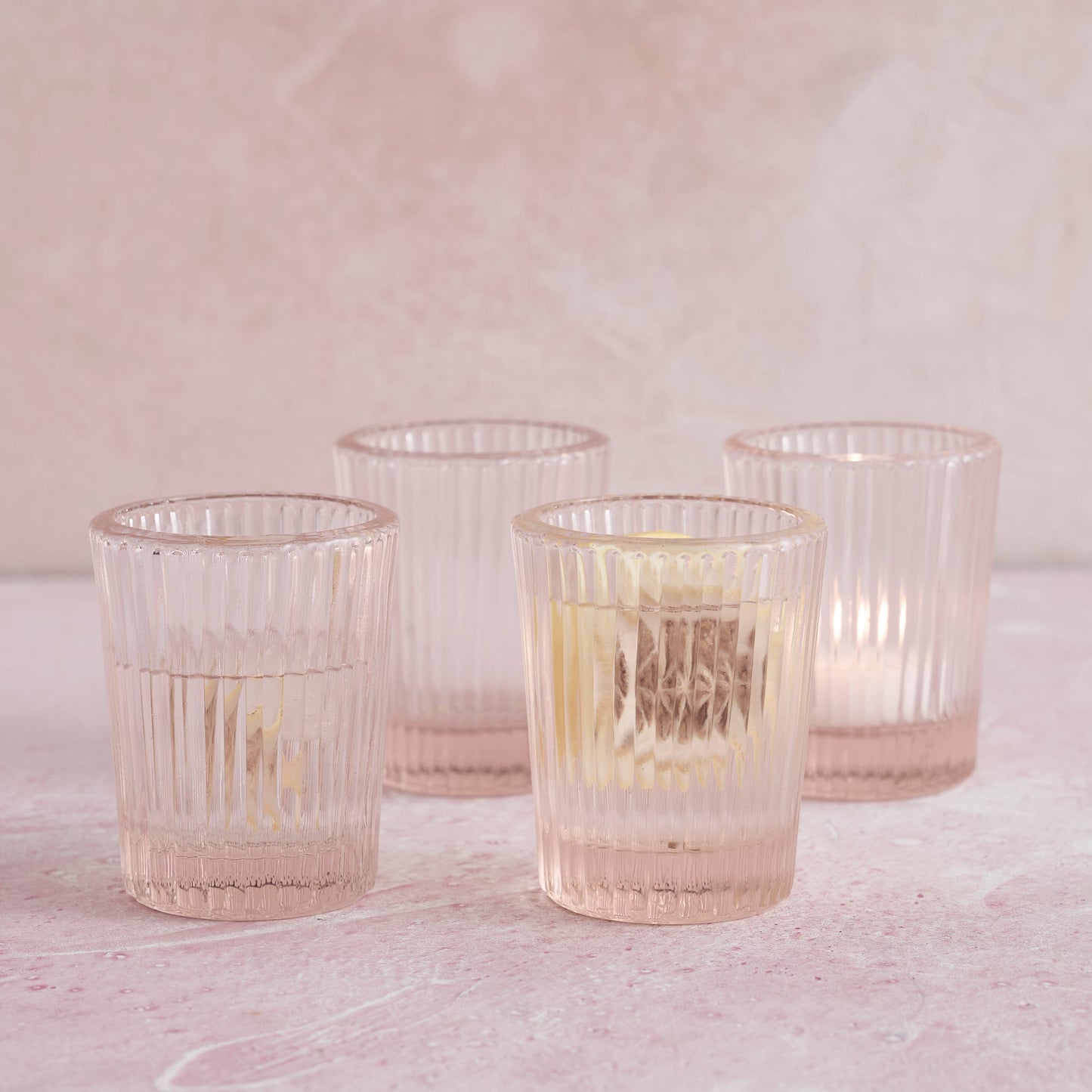 Pressed Pink Juice Glasses - Set of 4