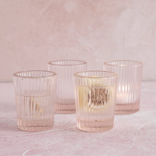 Pressed Pink Juice Glasses - Set of 4