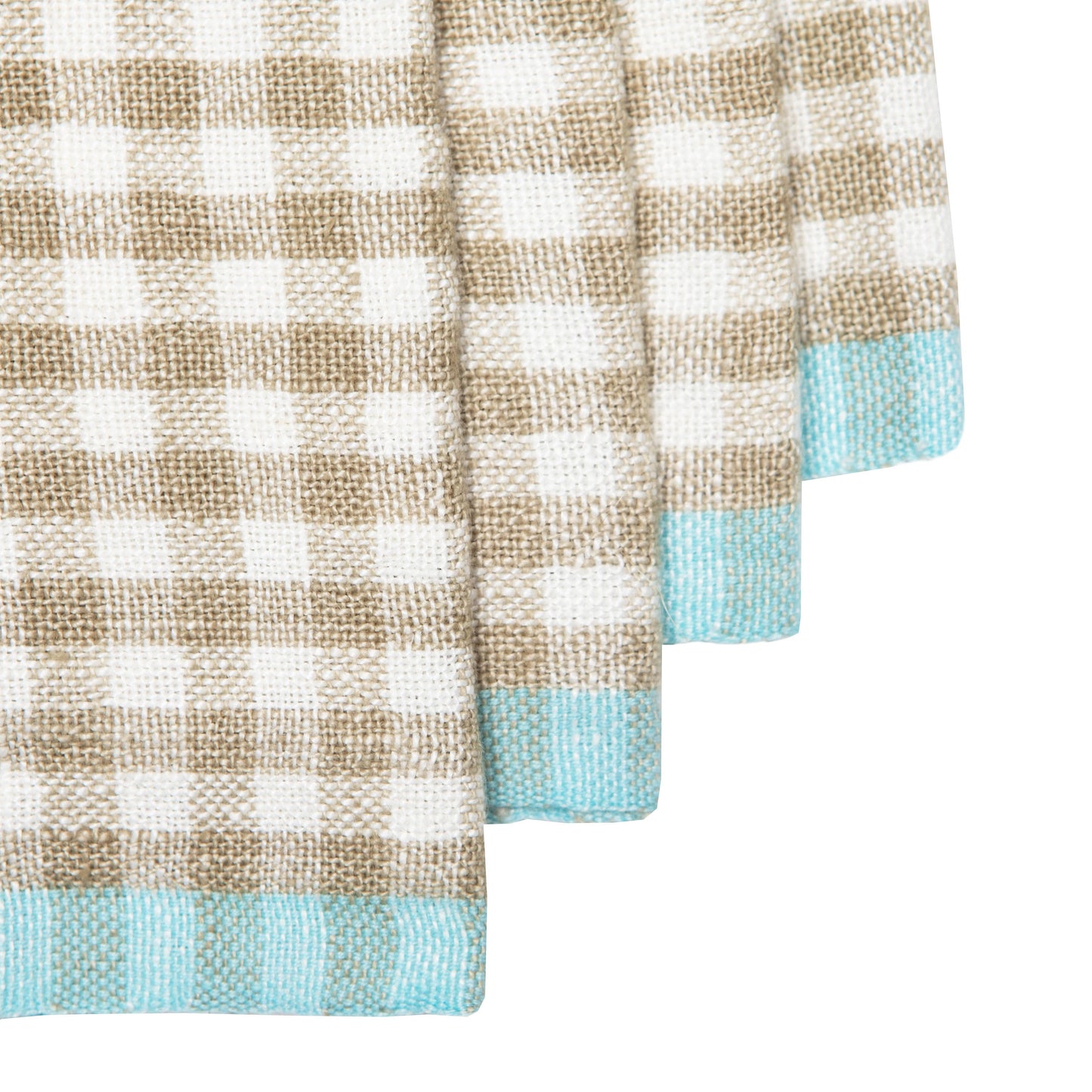 Two-Tone Gingham Natural/Aqua Napkins 20x20 - Set of 4