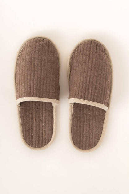 Natural Piping Linen Slippers – Relaxed Comfort