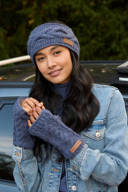 Chamonix - Cable Knit Fleece Lined Wool Fingerless Gloves