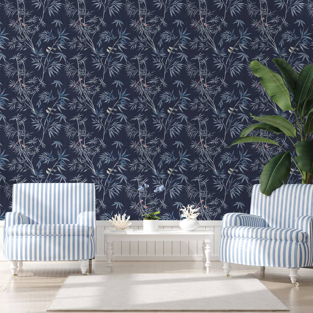 Bamboo Chinoiserie Nightfall P&S Wallpaper, 28 sq. ft.