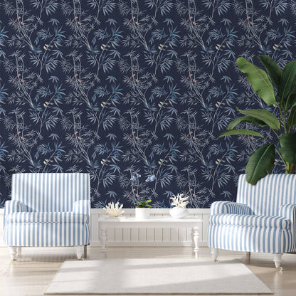 Bamboo Chinoiserie Nightfall P&S Wallpaper, 28 sq. ft.