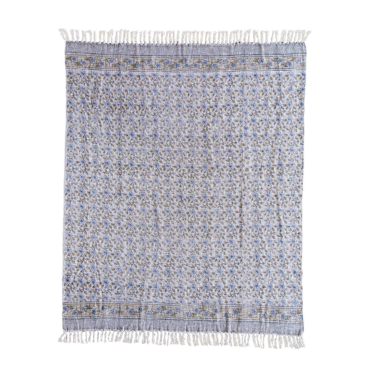 Handloom Cotton Throw - Multicolor Block Print