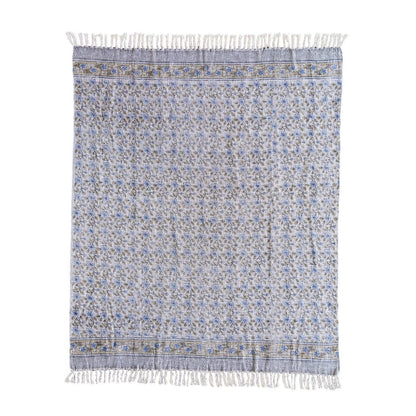 Handloom Cotton Throw - Multicolor Block Print