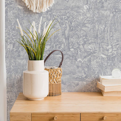 Jungle Toile Blue Peel and Stick Wallpaper, 28 sq. ft.