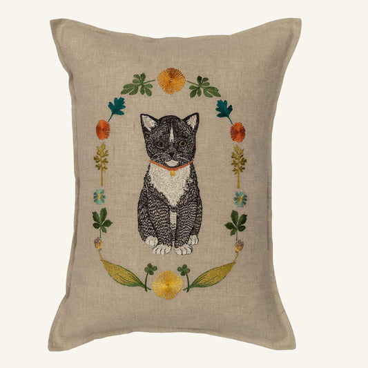 Kitten Cameo Pillow - Embroidered