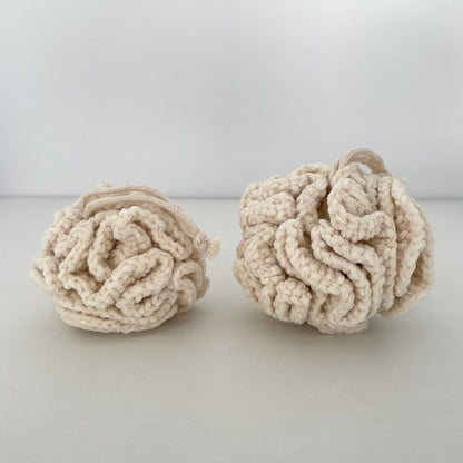 Natural soft thick cotton bath loofah sponge poufs 