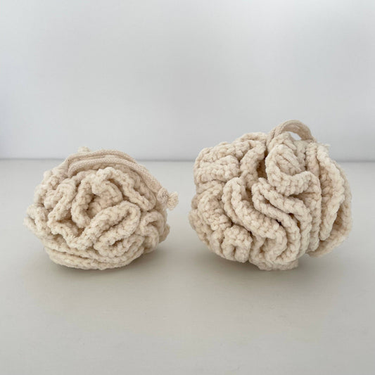 Natural soft thick cotton bath loofah sponge poufs 