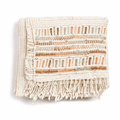 Unah Coral Organic Cotton Hand Embroidered Handloom Throw