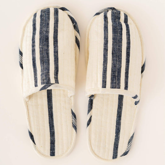 Striped Yarn-Dyed Denise Linen Slippers – Classic Look