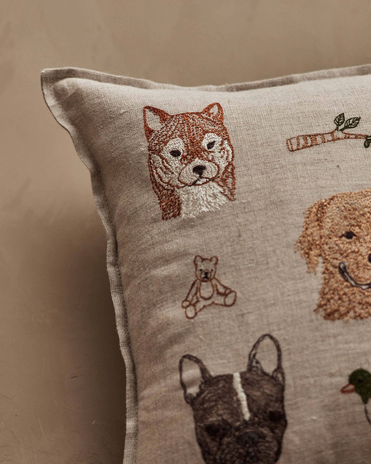 Charming Canines Pillow - Embroidered